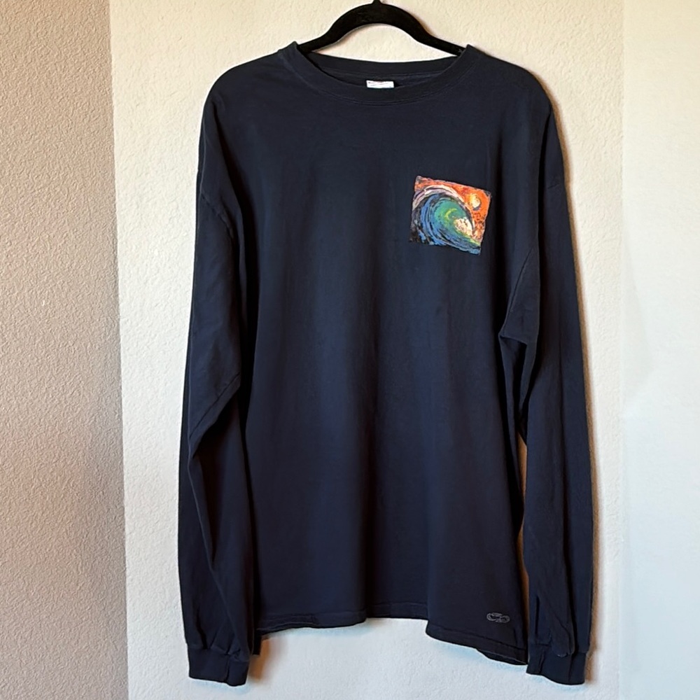 Crazy Shirts Hawaii Wave Graphic Tee XXL Navy Long Sleeve - Picture 2 of 12